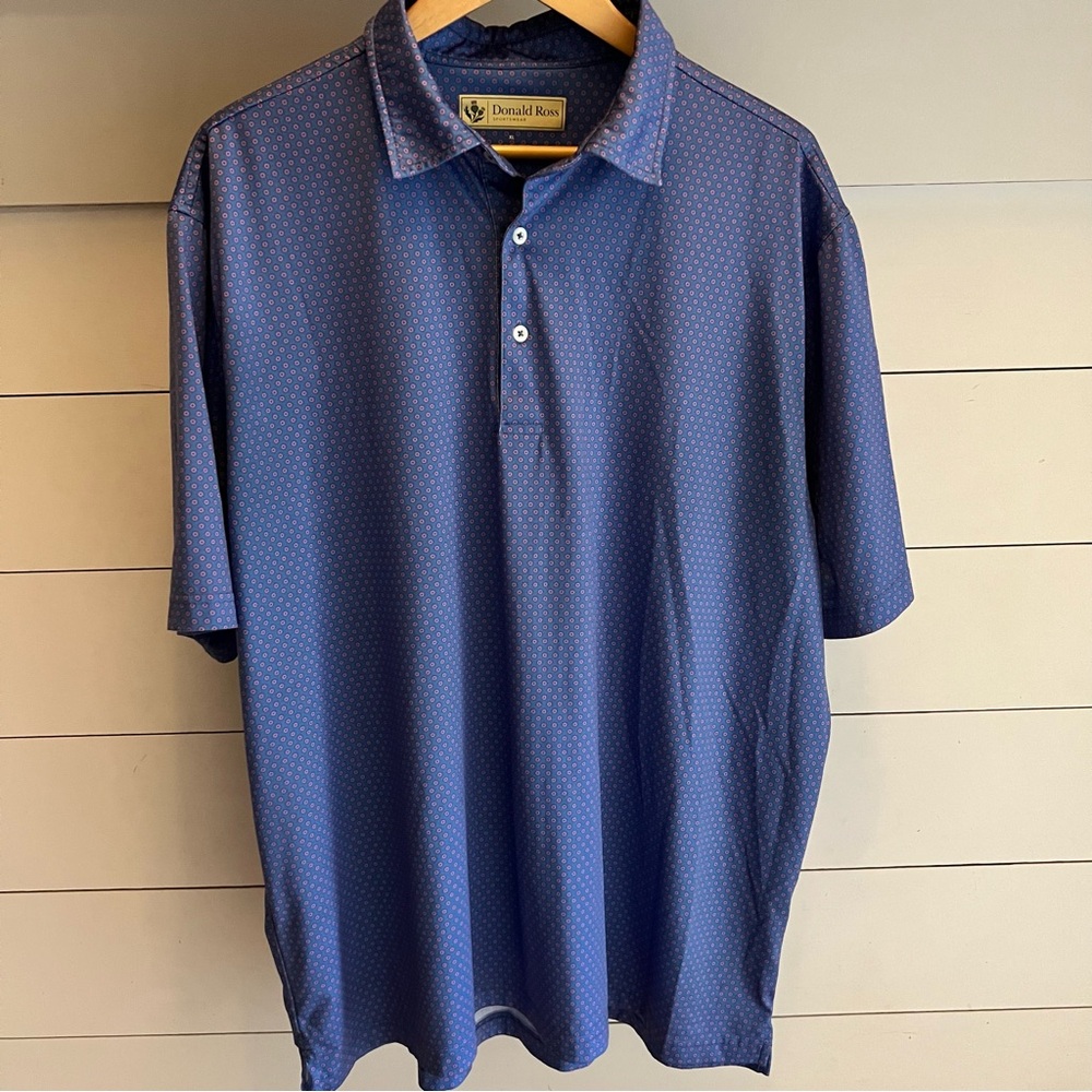 Donald Ross Men's Blue Performance Tech Golf Polo Shirt Size XL